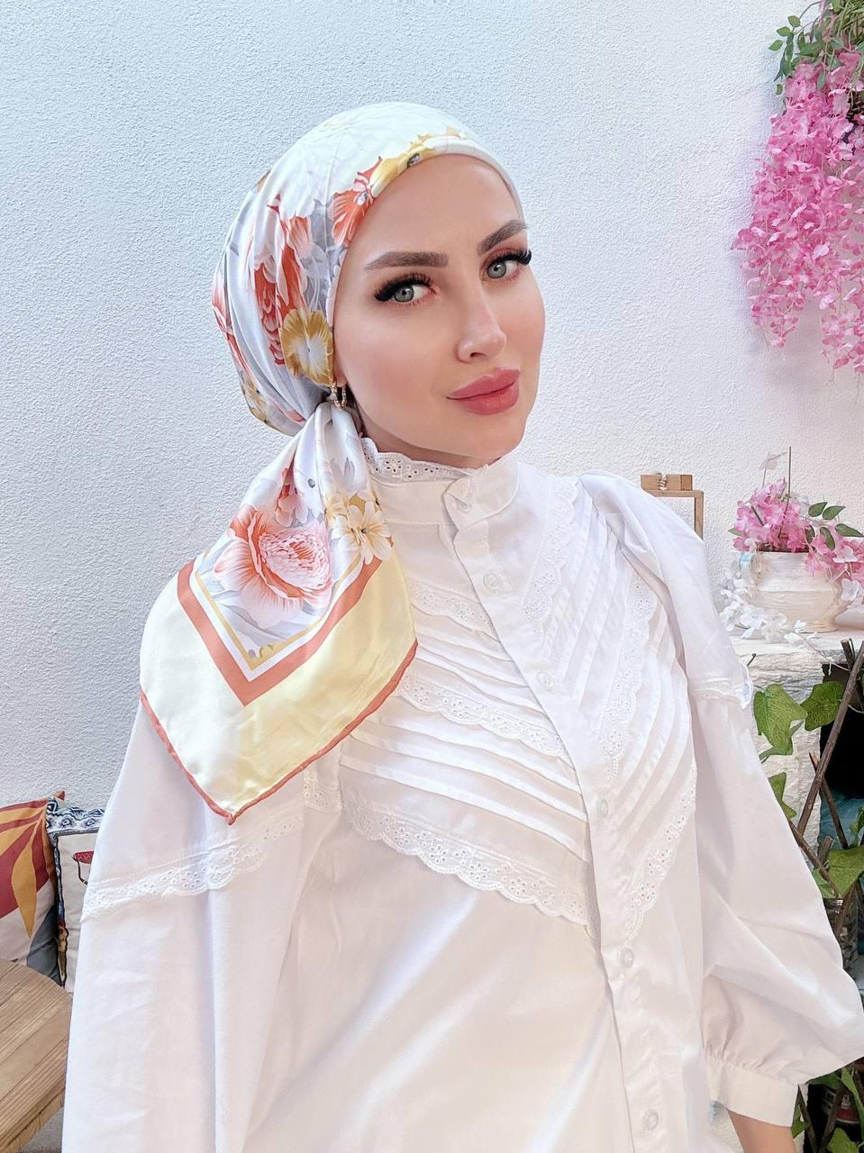 Vakko Çiçek Desen Eşarp - Sarı - Organic ScarfsOrganic Scarfs