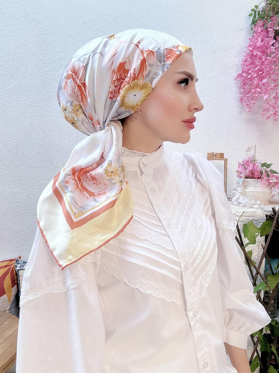 Vakko Çiçek Desen Eşarp - Sarı - Organic ScarfsOrganic Scarfs
