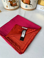 Vakko Çift Taraflı 12 mm %100 İpek Eşarp 10044 - Fuşya / Turuncu - Organic ScarfsOrganic Scarfs
