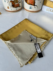 Vakko Çift Taraflı 12 mm %100 İpek Eşarp 10044 - Gold /Bej - Organic ScarfsOrganic Scarfs