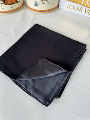 Vakko Çift Taraflı 12 mm %100 İpek Eşarp 10044 - Siyah/ Gri - Organic ScarfsOrganic Scarfs