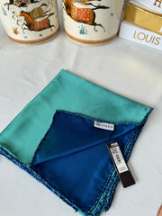 Vakko Çift Taraflı 12 mm %100 İpek Eşarp 10044 - Su Yeşili/ Lacivert - Organic ScarfsOrganic Scarfs