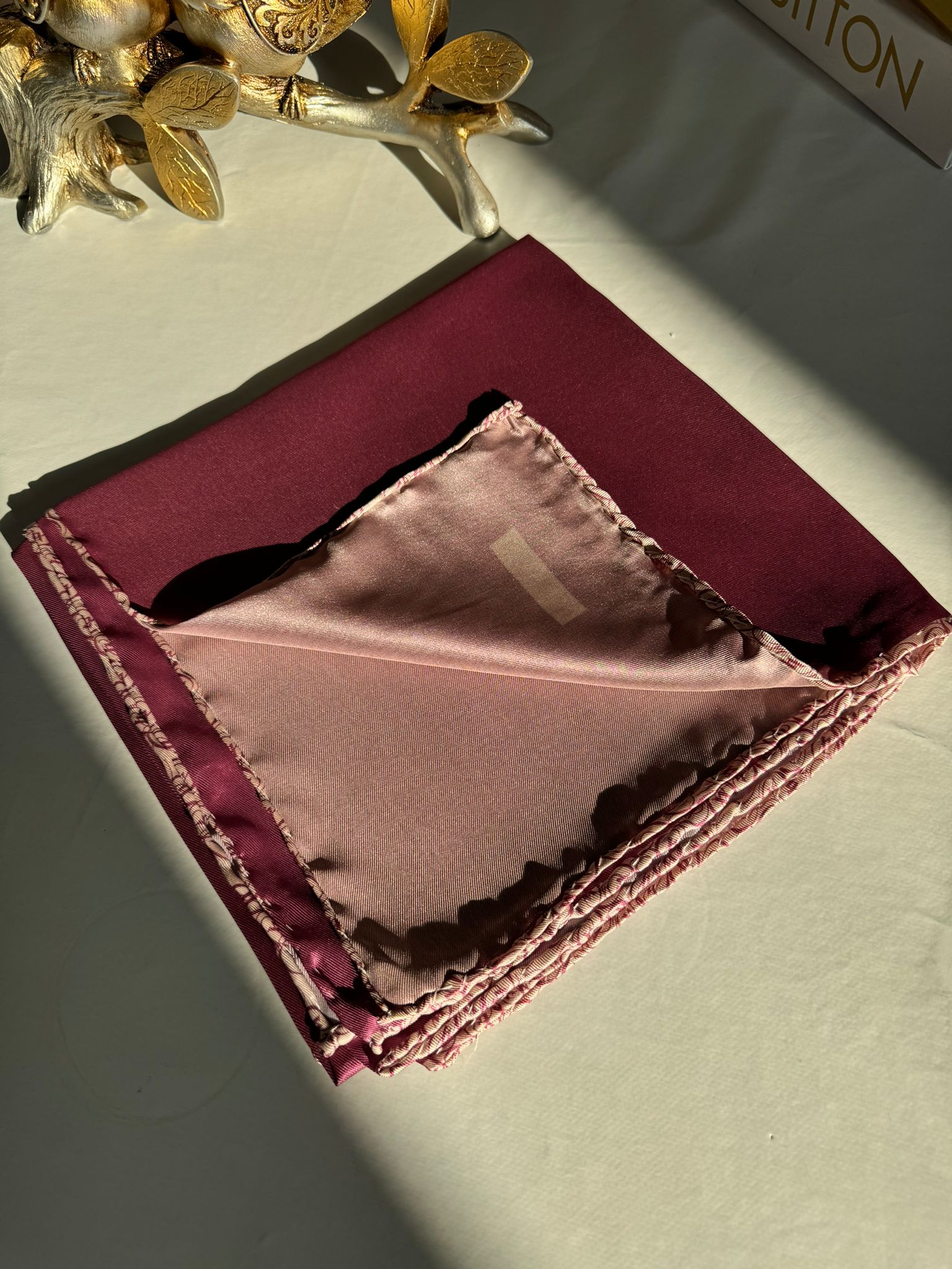 Vakko Çift Taraflı 12 mm %100 İpek Eşarp 10044 - Vişne - Organic ScarfsOrganic Scarfs