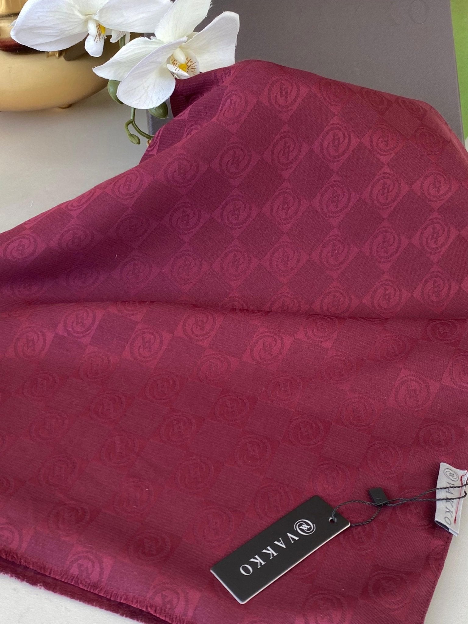 Vakko Cotton Jakar Şal - Bordo - Organic ScarfsOrganic Scarfs