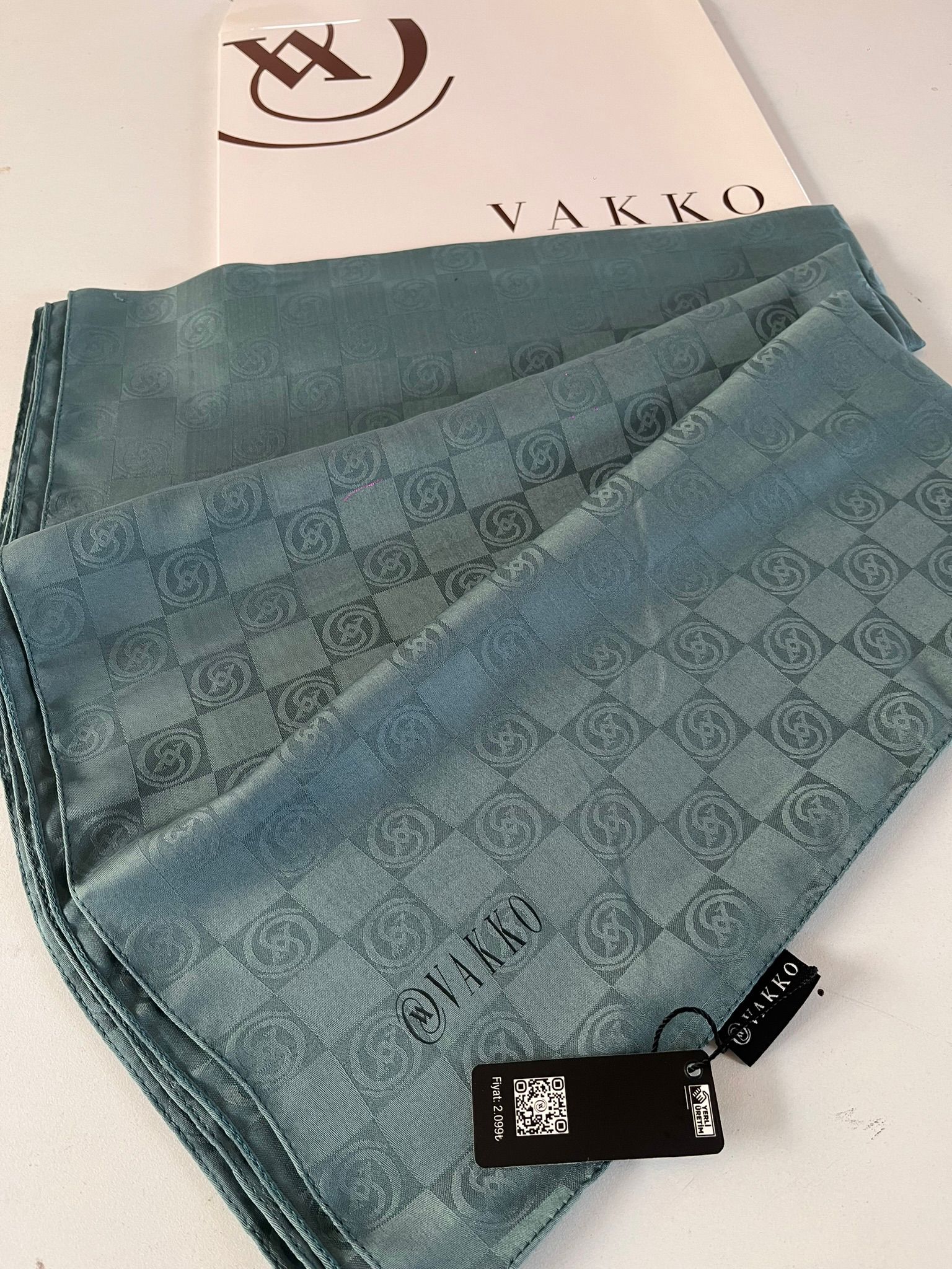 Vakko Cotton Jakar Şal - Mint - Organic ScarfsOrganic Scarfs