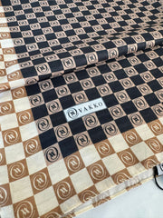 Vakko Dama Desen Pamuk Soft Şal - 1346 siyah/vizon - Organic ScarfsOrganic Scarfs