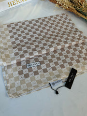 Vakko Dama Desen Pamuk Soft Şal - 1346 sütlü kahve/krem - Organic ScarfsOrganic Scarfs