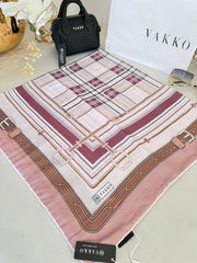 Vakko Ekose Desen Pamuk Soft Eşarp 68190 - Gül Kurusu - Organic ScarfsOrganic Scarfs
