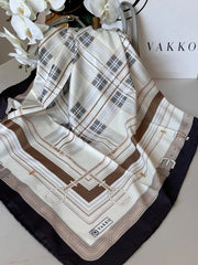 Vakko Ekose Twill Eşarp 44128 - Ekru - Organic ScarfsOrganic Scarfs