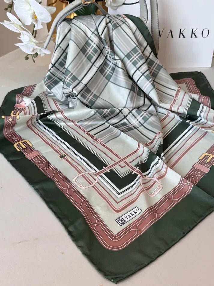 Vakko Ekose Twill Eşarp 44128 - Yeşil - Organic ScarfsOrganic Scarfs