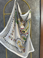 VAKKO ETNİK DESEN EŞARP 78963 - FÜME - Organic ScarfsOrganic Scarfs