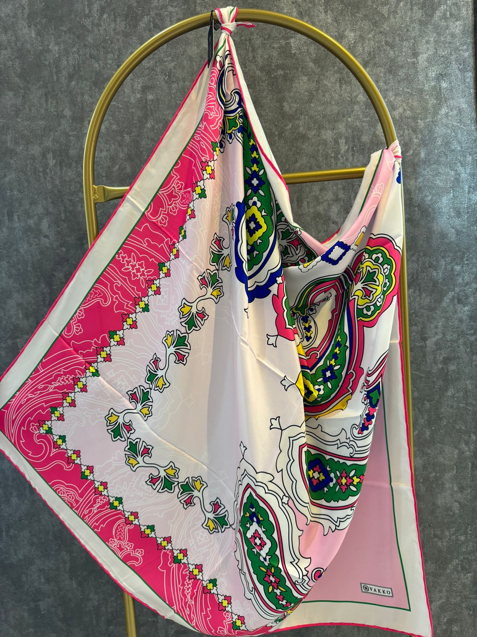 VAKKO ETNİK DESEN EŞARP 78963 - FUŞYA - Organic ScarfsOrganic Scarfs