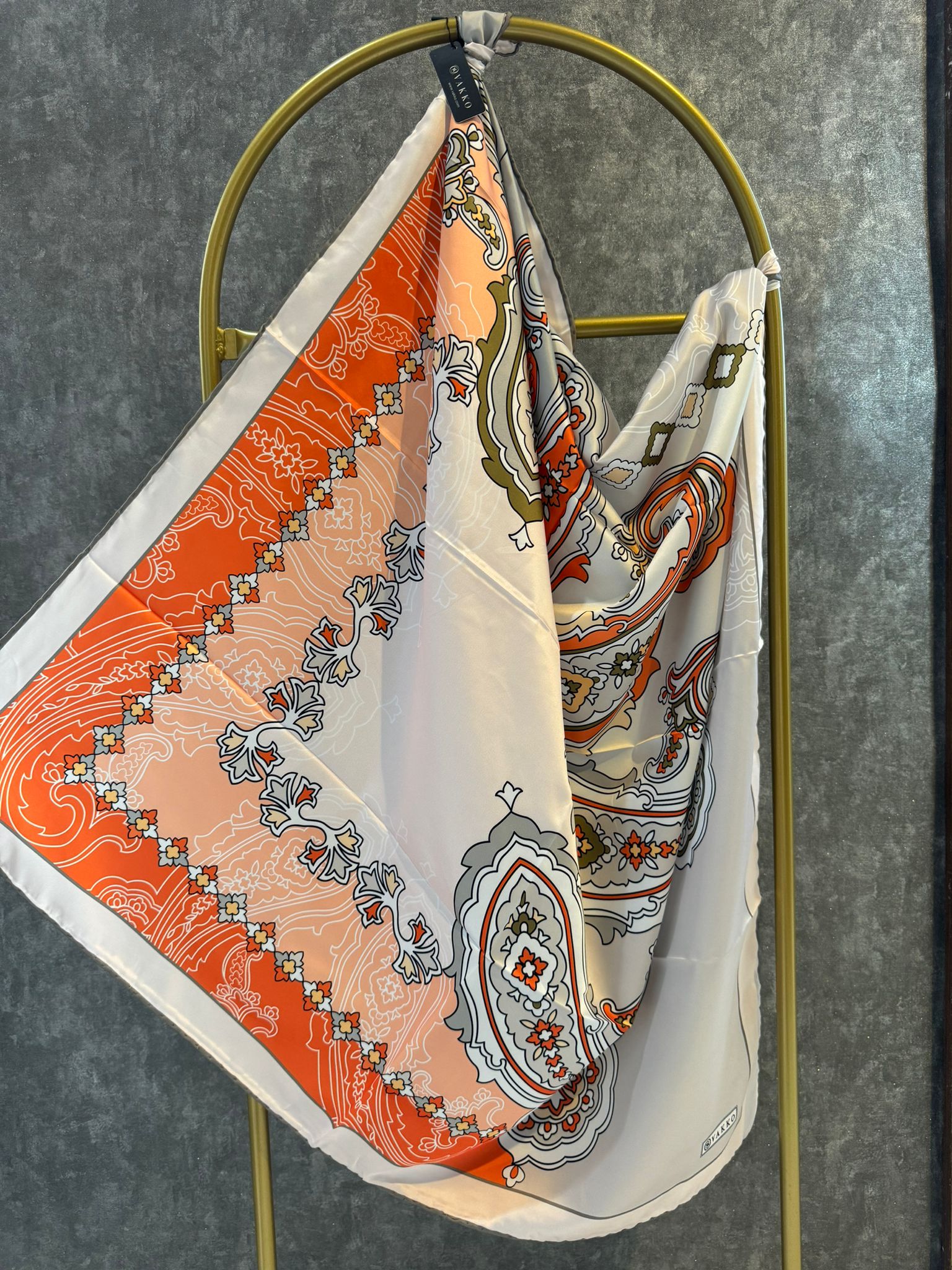 VAKKO ETNİK DESEN EŞARP 78963 - TURUNCU - Organic ScarfsOrganic Scarfs