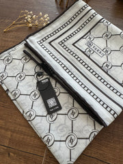 Vakko Monogram Desen Pamuk Soft Eşarp 21510 - Ekru - Organic ScarfsOrganic Scarfs