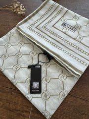Vakko Monogram Desen Pamuk Soft Eşarp 21510 - Yağ Yeşili - Organic ScarfsOrganic Scarfs