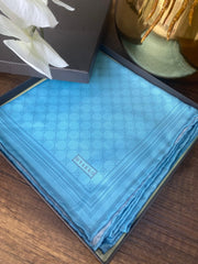 Vakko Monogram İpek Eşarp 44104 - Mavi - Organic ScarfsOrganic Scarfs