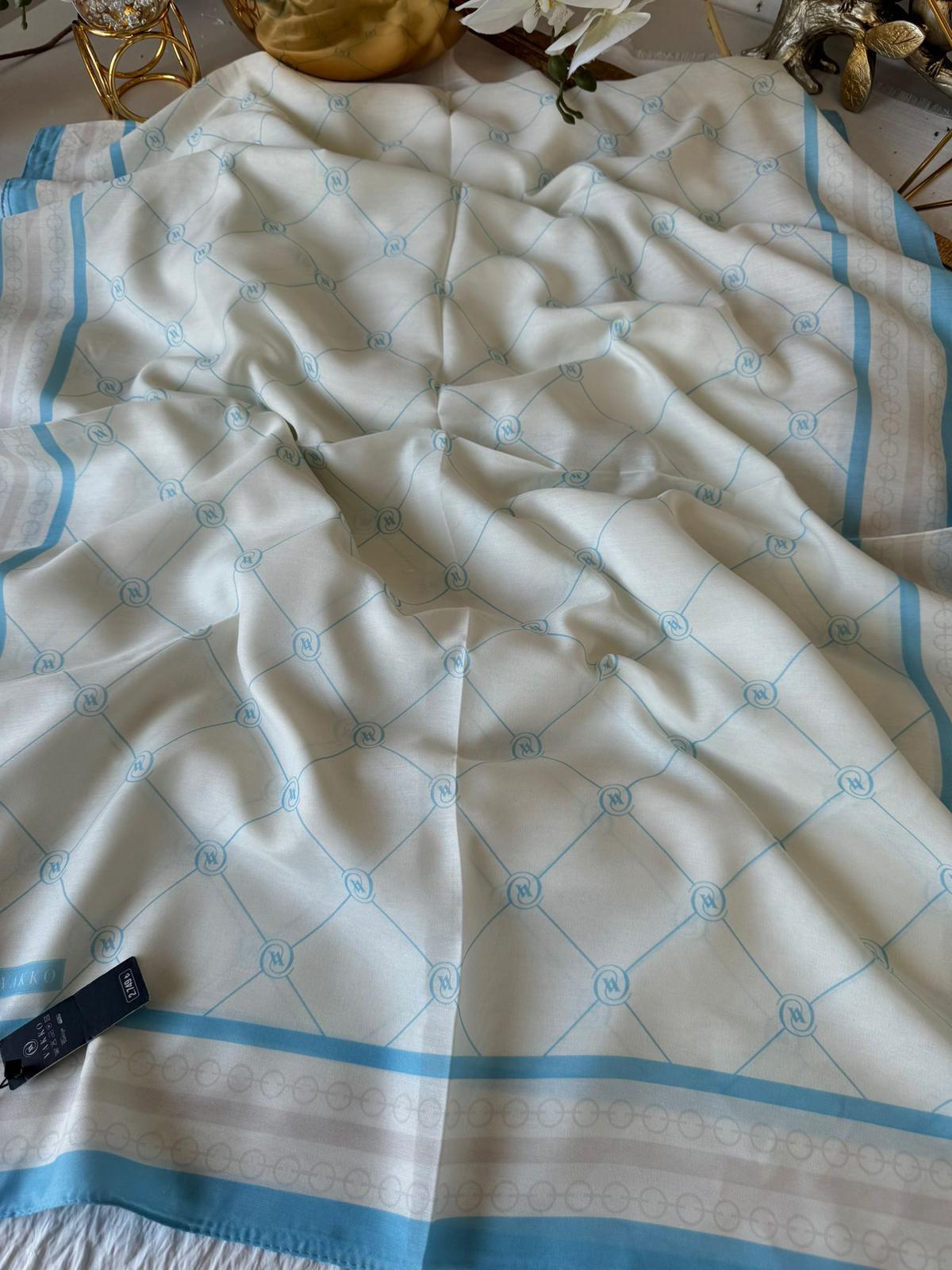 Vakko Pamuk İpeksi Şal 45622 - Buz Mavisi - Organic ScarfsOrganic Scarfs
