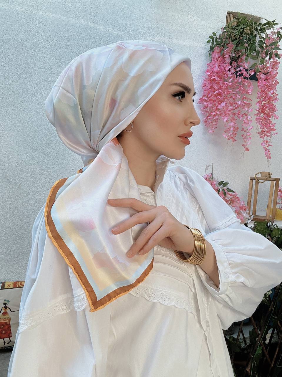 Vakko Papatya Desen Eşarp - Camel - Organic ScarfsOrganic Scarfs