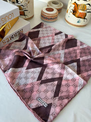 Vakko Piramit Desen Pamuk İpeksi Eşarp 54100 - Gül Kurusu - Organic ScarfsOrganic Scarfs