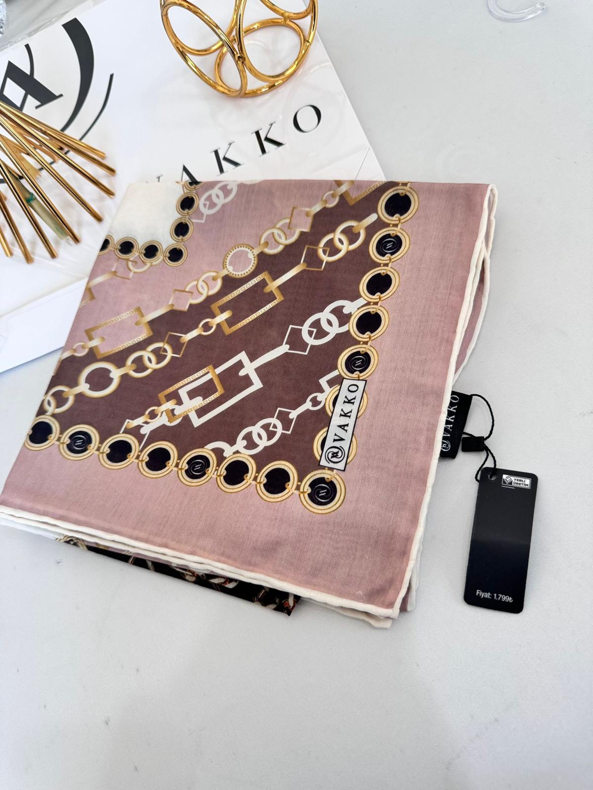 Vakko Zincir Desen Soft Eşarp 610146 - Gül Kurusu - Organic ScarfsOrganic Scarfs
