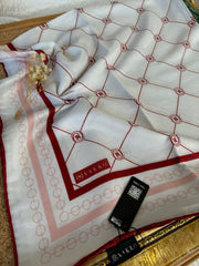 Vakko Zincir Detaylı Pamuk Soft Eşarp 54380 - Bordo - Organic ScarfsOrganic Scarfs