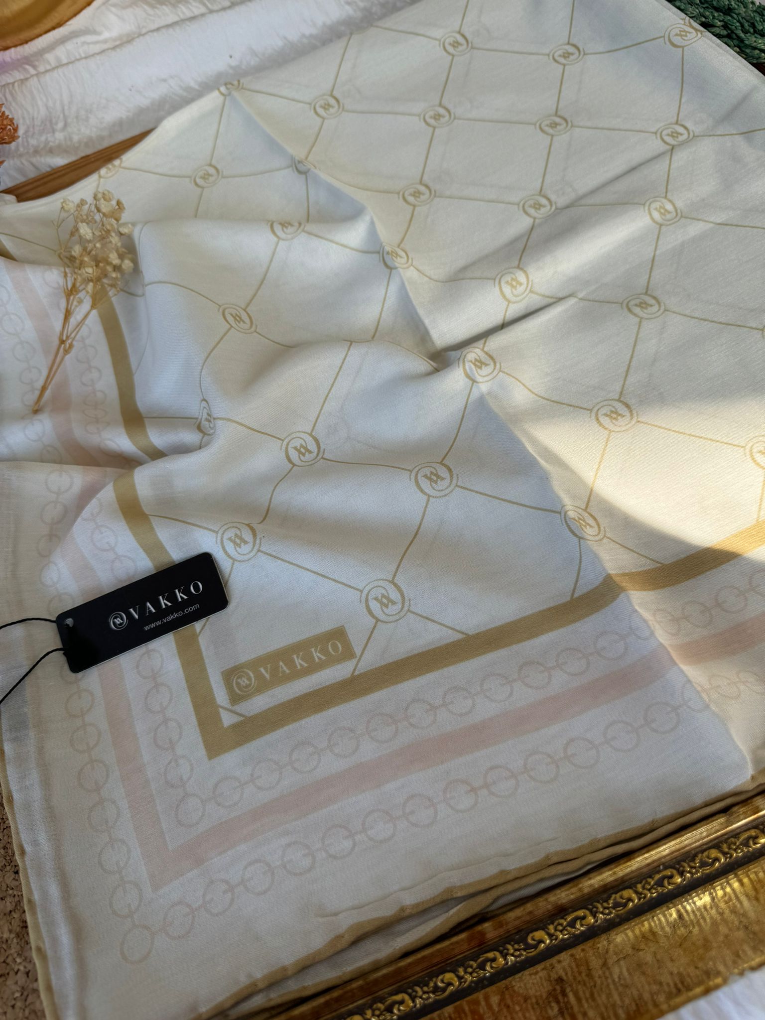 Vakko Zincir Detaylı Pamuk Soft Eşarp 54380 - Camel - Organic ScarfsOrganic Scarfs