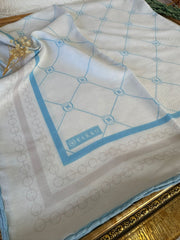 Vakko Zincir Detaylı Pamuk Soft Eşarp 54380 - Mavi - Organic ScarfsOrganic Scarfs