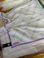 Vakko Zincir Detaylı Pamuk Soft Eşarp 54380 - Mor - Organic ScarfsOrganic Scarfs
