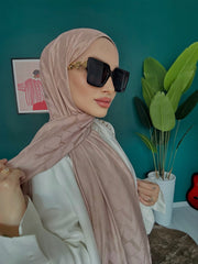 Valentino Çift Taraflı İtalyan Jakar İpek Şal 44117 - Pudra - Organic ScarfsOrganic Scarfs