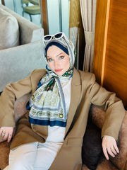 Versace Pamuk İpek Şal - Lacivert - Organic ScarfsOrganic Scarfs