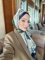 Versace Pamuk İpek Şal - Lacivert - Organic ScarfsOrganic Scarfs
